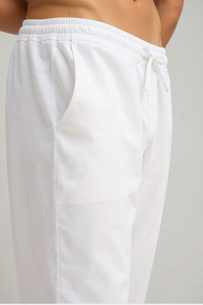 Cotton & Linen Blend Drawstring Pants
