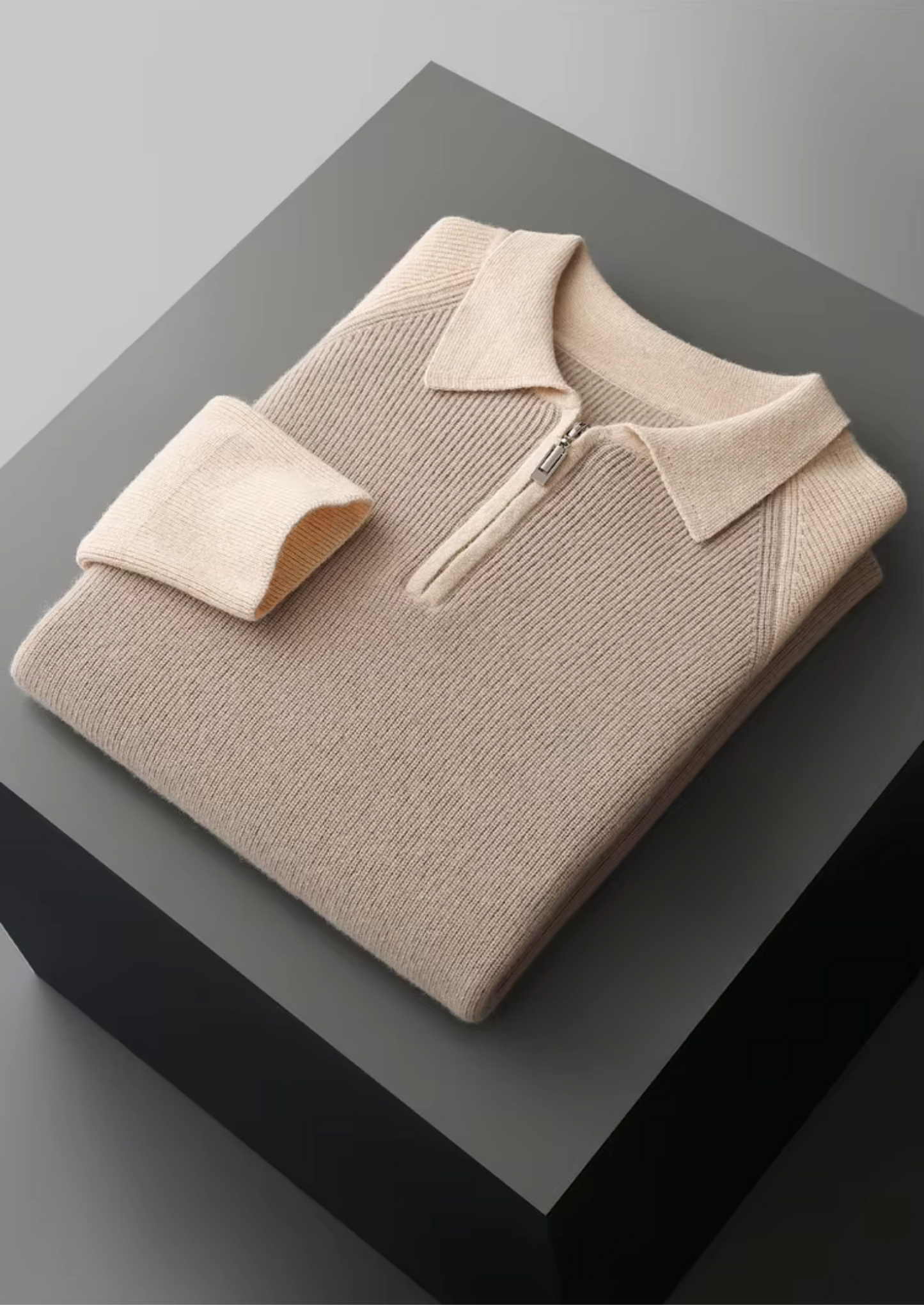 TWO TONE ZIPPER SWEATER POLO