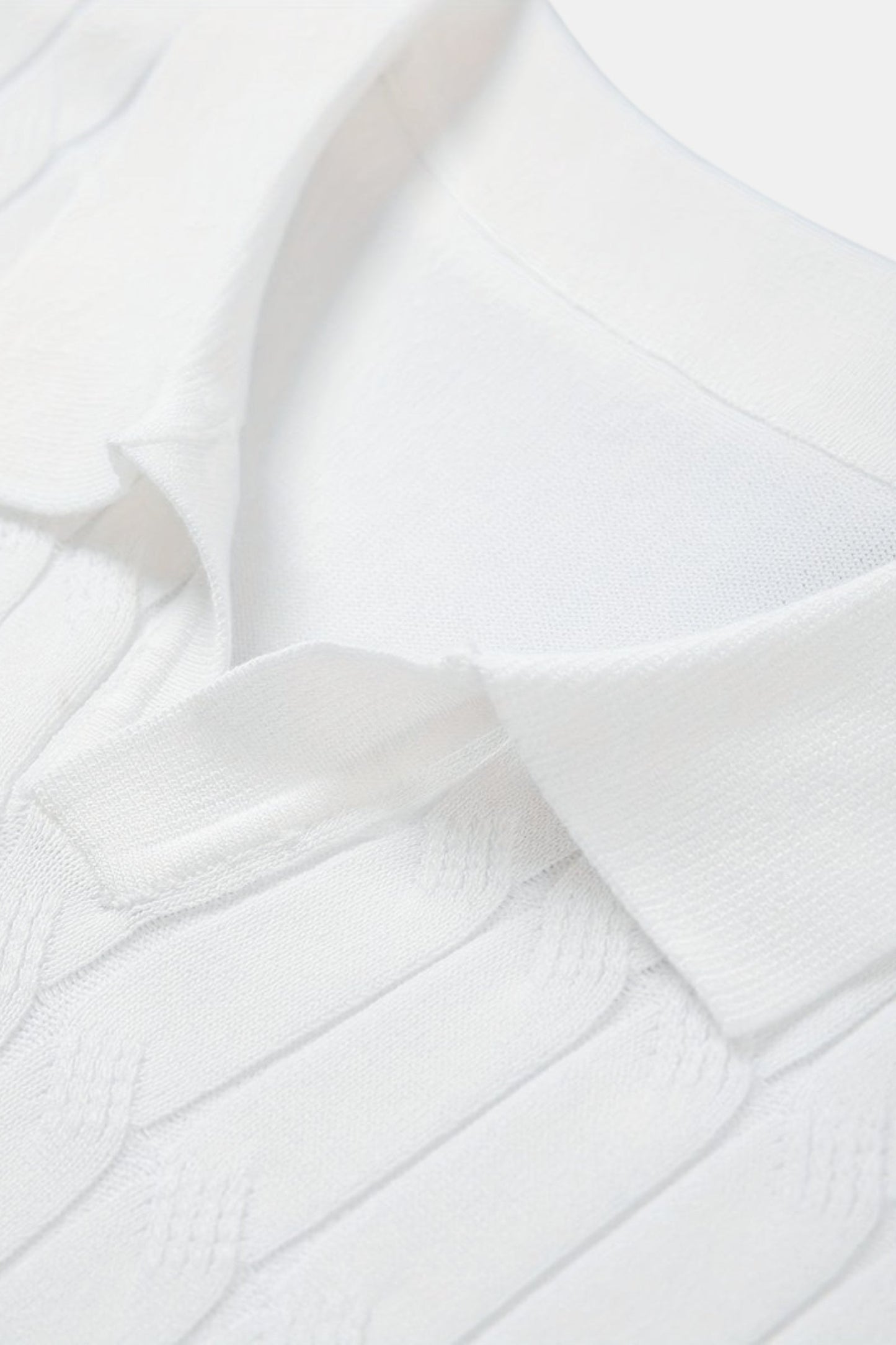 Premium V-Neck Cable Knit Polo