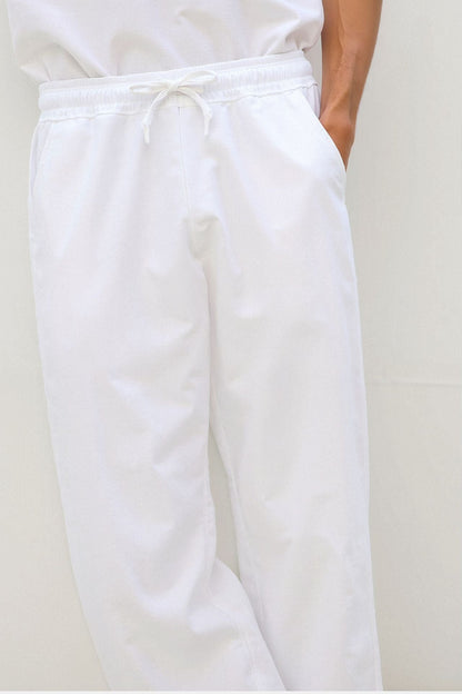 Cotton & Linen Blend Drawstring Pants