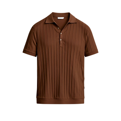 Vertical Striped Button Up Polo